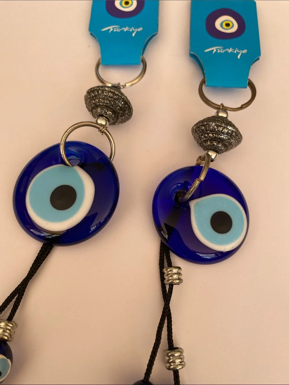 Blue Evil Eye 🧿 glass Hanging Charm Keychain Blue set of 2